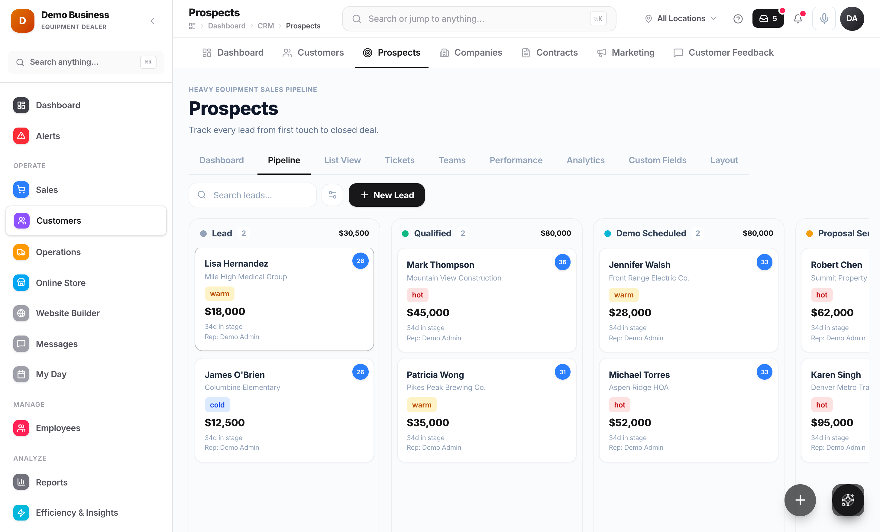 Kache CRM sales pipeline